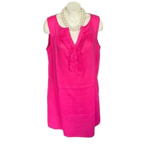 Neiman Marcus Pink Slip On Linen Sleeveless Dress Size Large